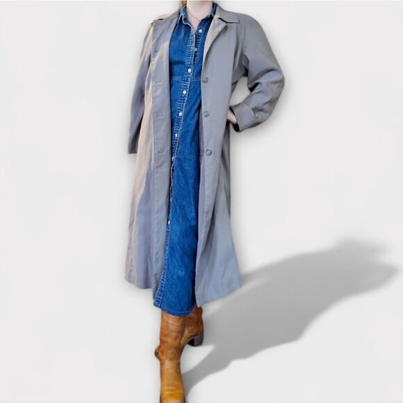 Jones New York Petite Moss Green Water Repellent Scandi Style Long Trench Coat 8 - Picture 1 of 13